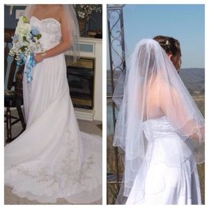 Beautiful wedding dress and veil