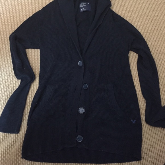 Navy blue large collar sweater