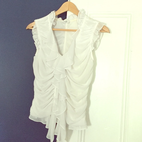 Sexy high collar White eye hook top