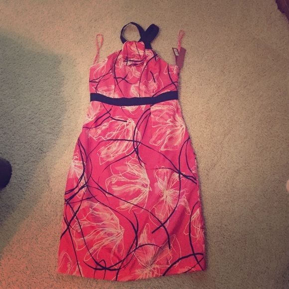 Merona Halter dress in a pink and black pattern. - Picture 1 of 3