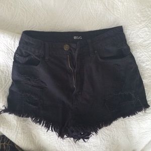 BDG black denim super high rise cheeky shorts