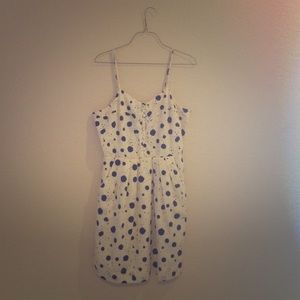 Navy & White splattered dot dress