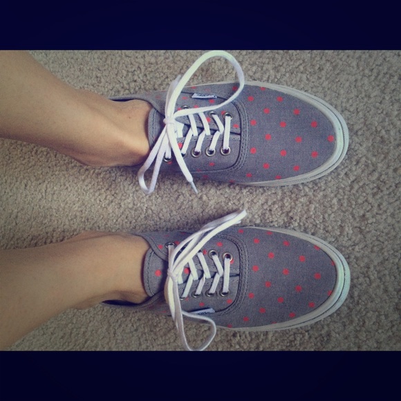 Vans Grey with Coral Polka Dots