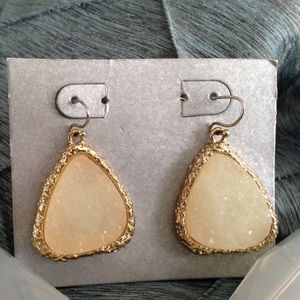 Beige stone earrings