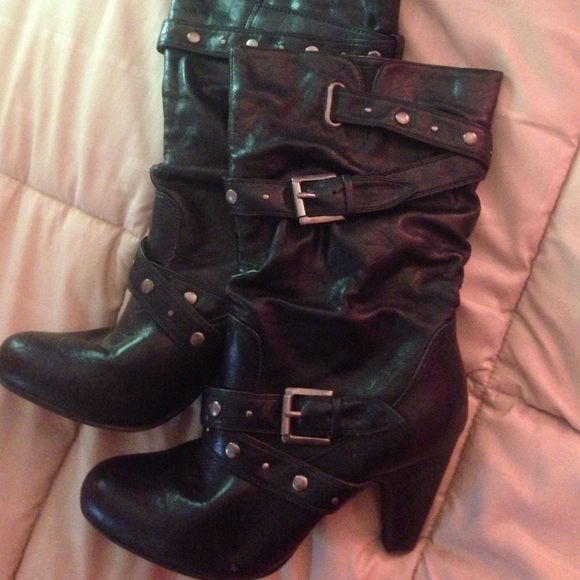 black high heel boots