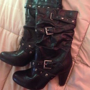 black high heel boots