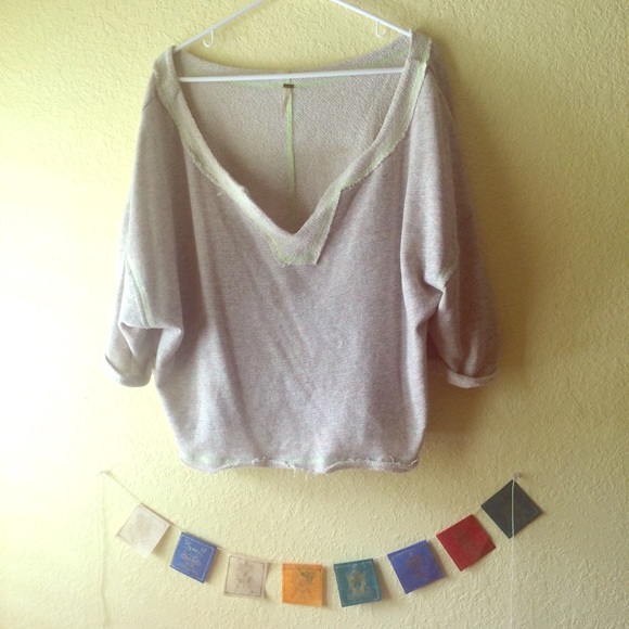 free people oversized 3/4 length sleeve sweater