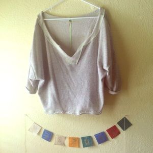 free people oversized 3/4 length sleeve sweater