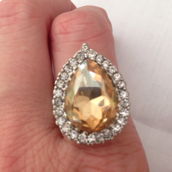 SP sparkly Citrine CZ ring SZ 9.5 - Picture 3 of 3