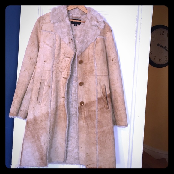 Genuine distressed sheepskin coat