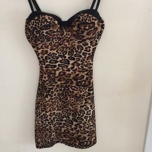 Cheetah leopard print body con dress