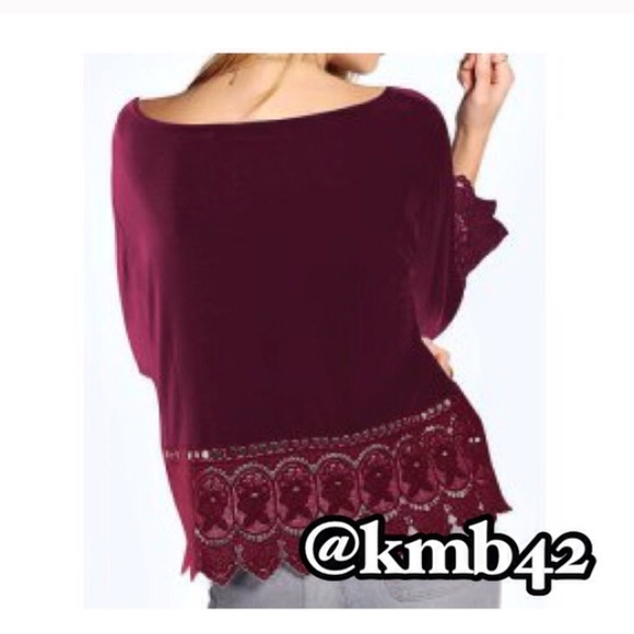 SOLD Wine Red Boho Blouse - Picture 2 of 4