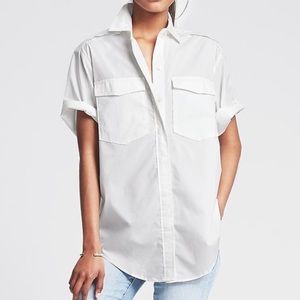 Banana Republic short sleeve utility shirt - WHITE