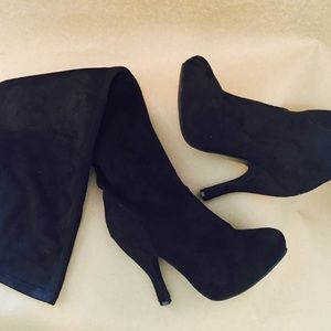 Jeffery Campbell Suede Stretch Over the Knee Boots