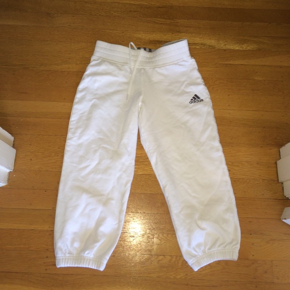 Adidas White Cropped Sweats