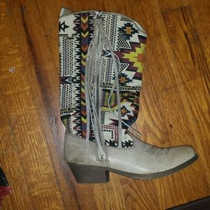 Aztec fringe boots