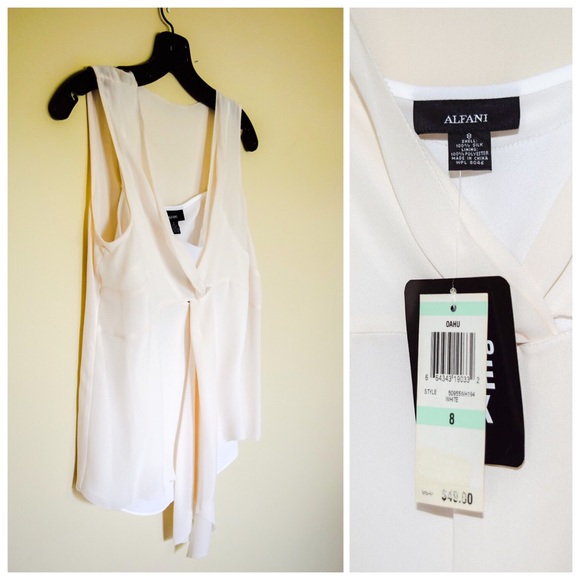 NWT Alfani - Off White Oahu Silk Top - 8