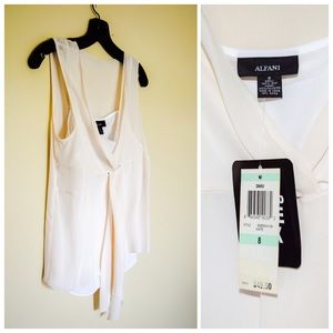 NWT Alfani - Off White Oahu Silk Top - 8