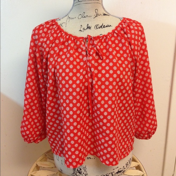 F21 polka dot bubble sleeve blouse NWOT
