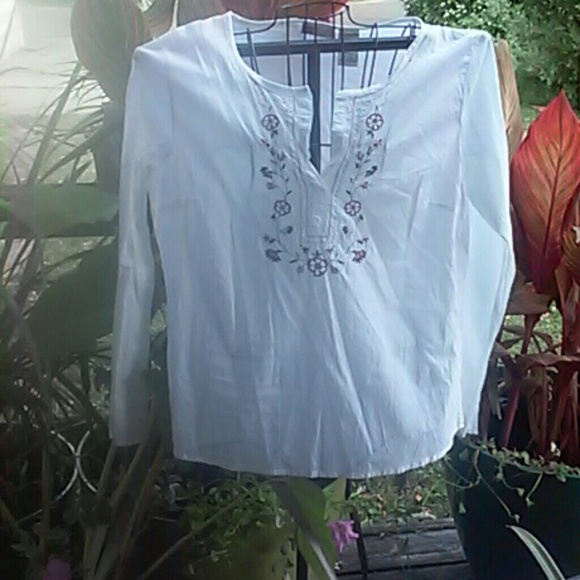 Sweet Boho Chic Floral Embroidered Tunic Size XL