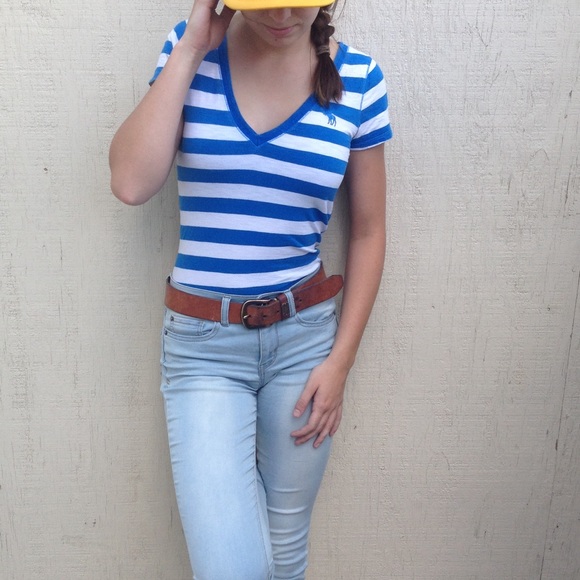 Blue and White A&F Top