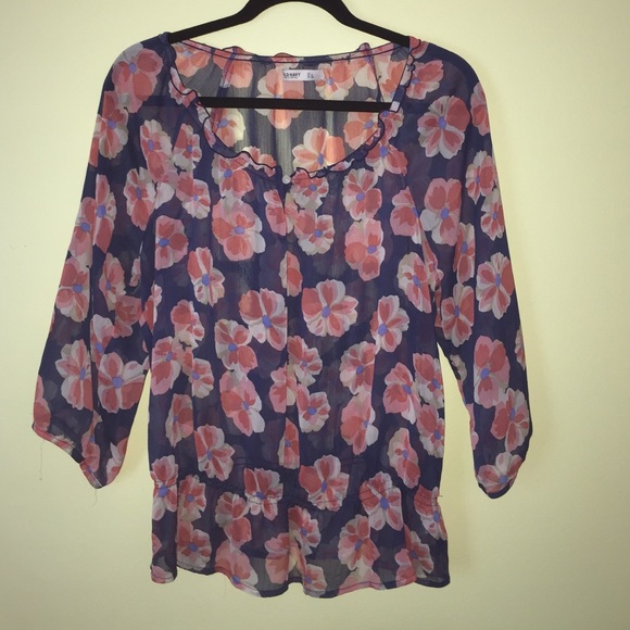 sheer flowery blouse