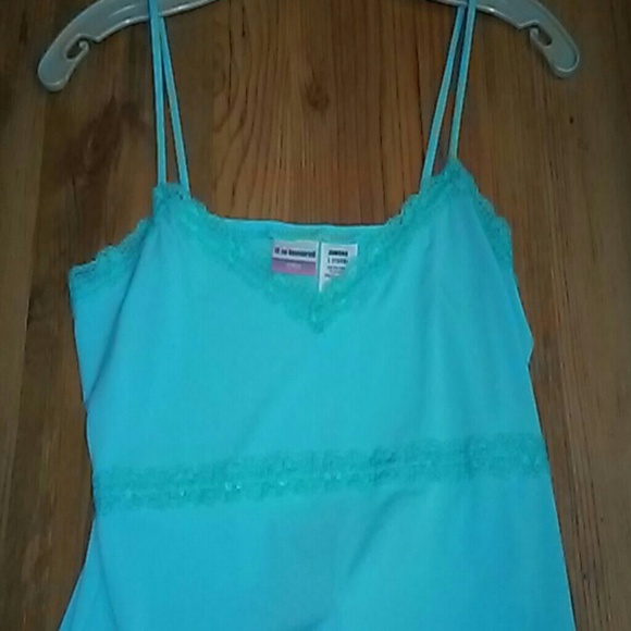 Turquoise tank top and Black skirt with polka dot