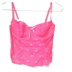 Hot pink lace corset with silver shimmer