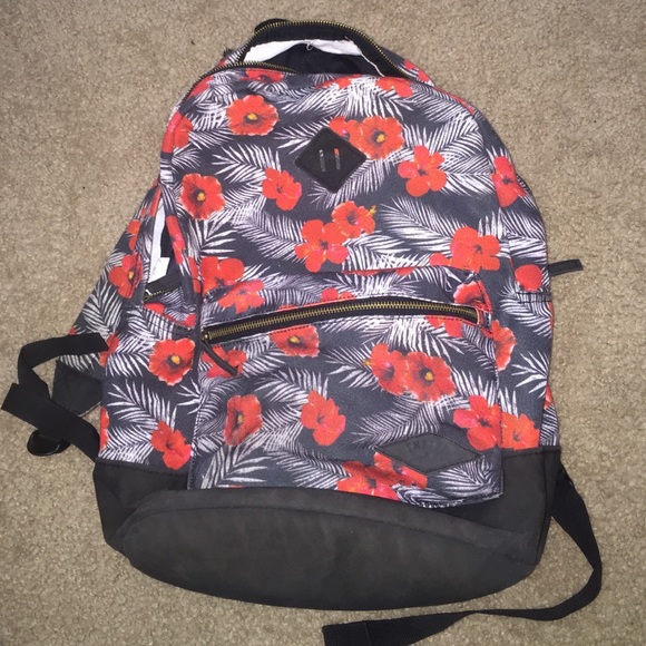 herschel backpack red flowers