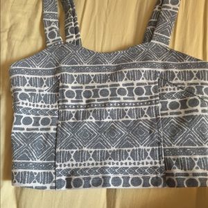 Brandy Melville gray tribal print crop top