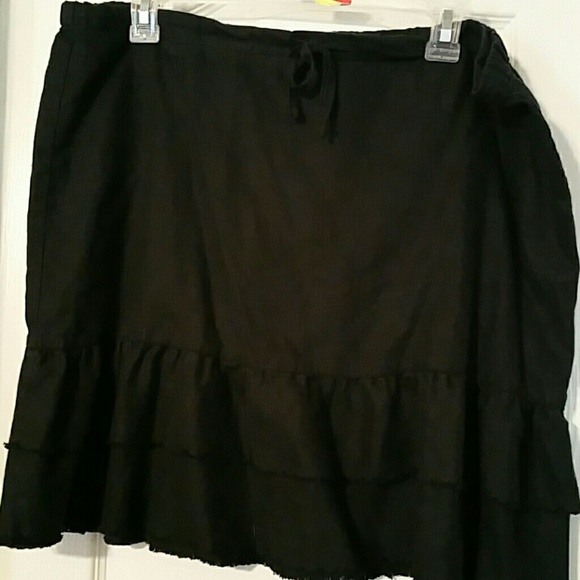Linen raw ruffles skirt