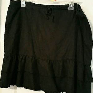 Linen raw ruffles skirt