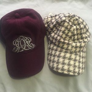 Burgundy & Houndstooth J. Crew Baseball Caps