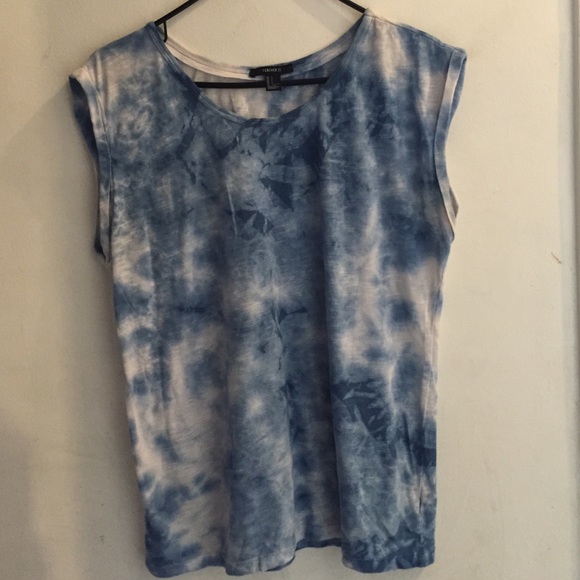 Cuffed Sleeve Blue Tie-Dye Tee