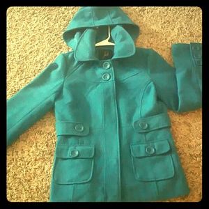 Teal Coat with Hood