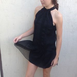 Black Lace Halter-Choker Dress