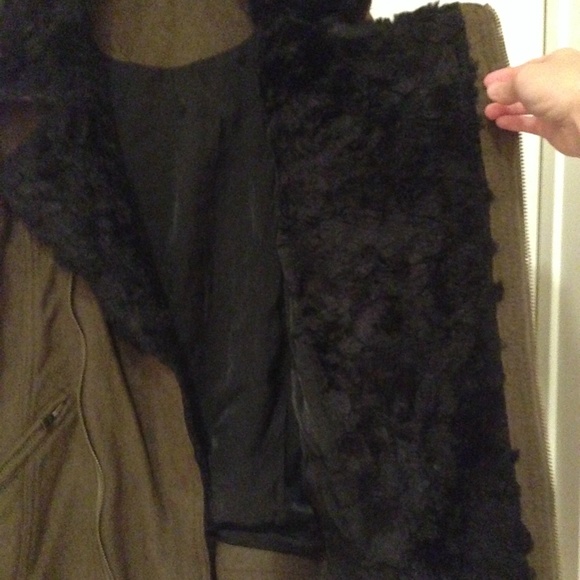 Free People Faux Fur Olive Green Moto Jacket - Picture 4 of 4