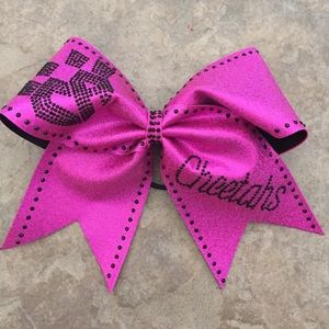 Pink and black rhinestone bow