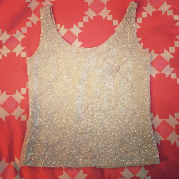 Opalescent vintage beaded top