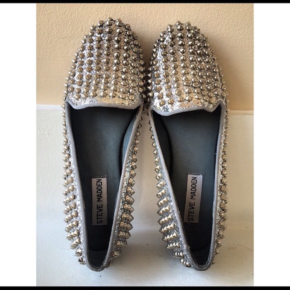 silver stud Steve Madden loafer