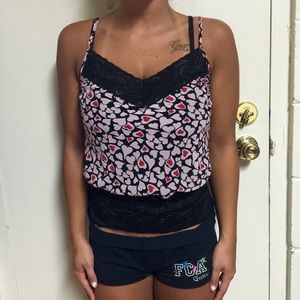 Heart and black lace top