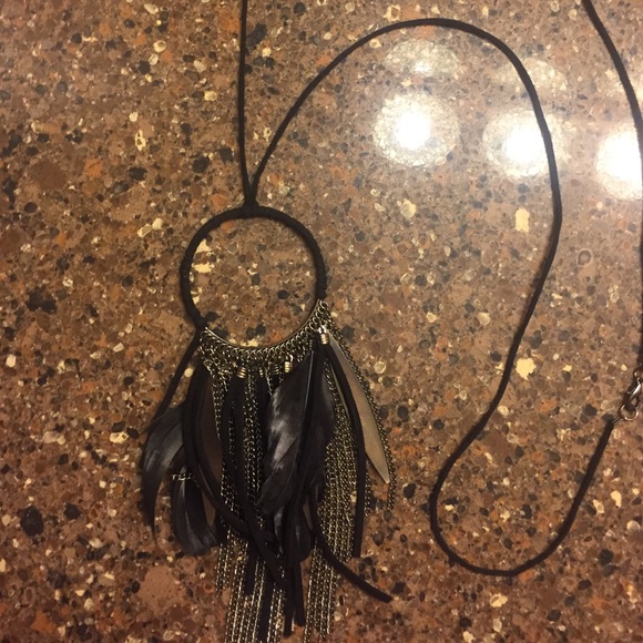 Dream catcher feather necklace