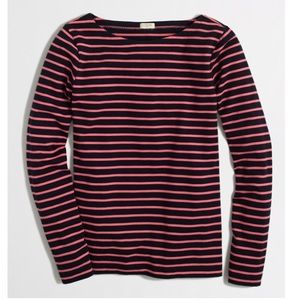 J Crew Long Sleeve Striped Boatneck Tee