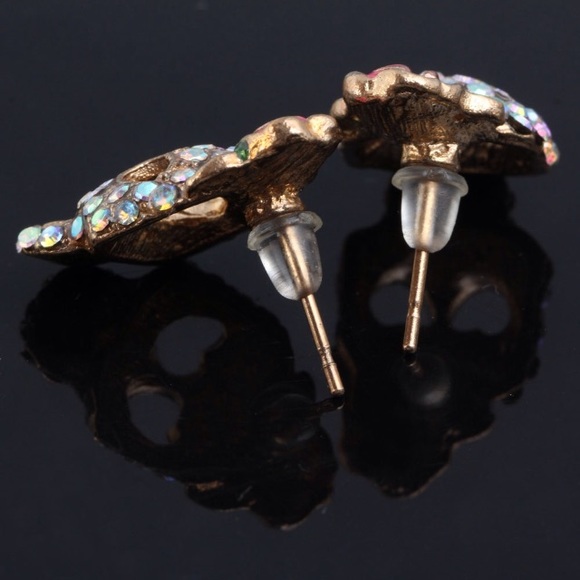 Pave Crystal Skull Earrings - Picture 2 of 4