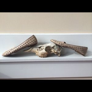 Aldo nude and gold studded smoking slippers