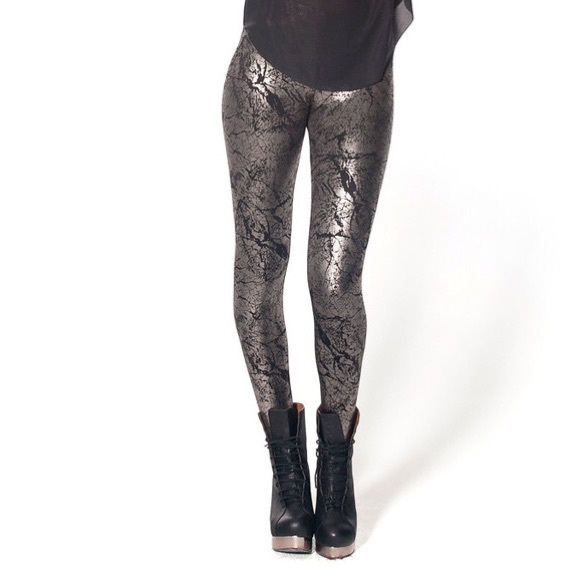 Blackmilk Cracked Silver Leggings