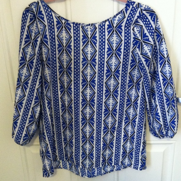 Blue patterned blouse