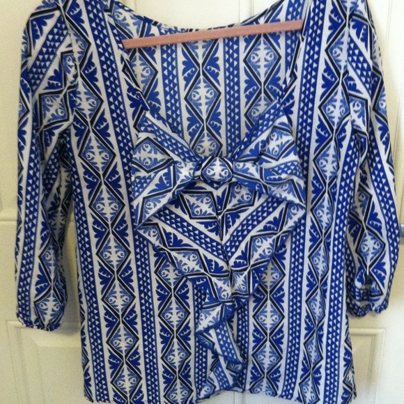 Blue patterned blouse - Picture 2 of 3
