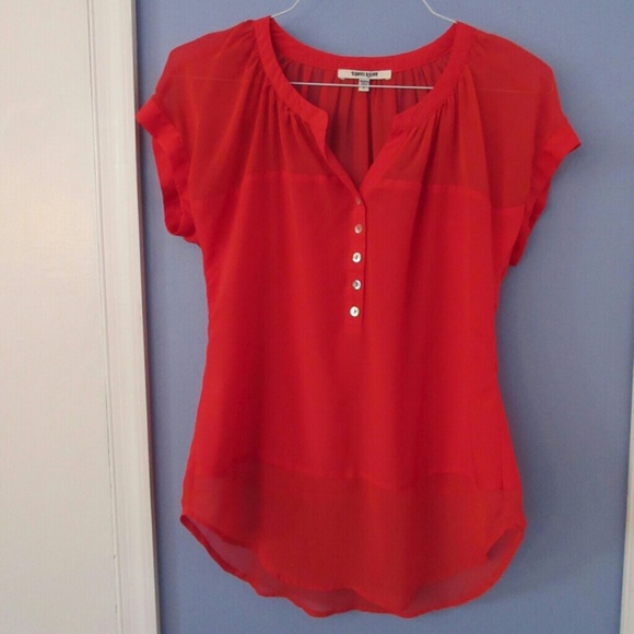 Red Sheer Blouse by Daniel Rainn