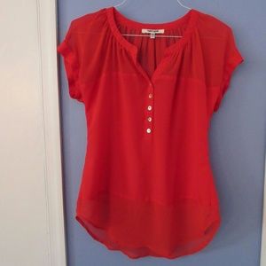 Red Sheer Blouse by Daniel Rainn